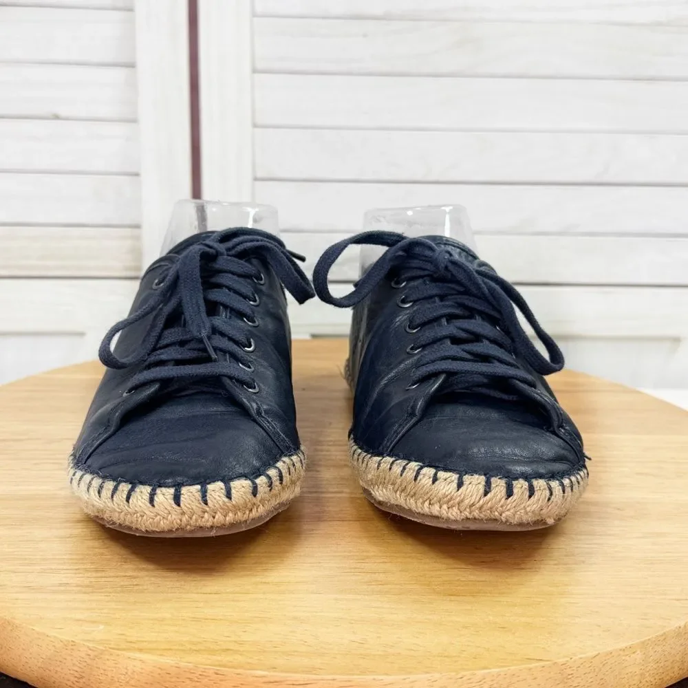 Patricia Nash Emiliana Lace Up‎ Leather Espadrille Sneakers Navy Blue 7